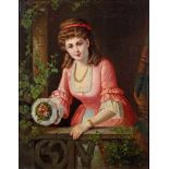 Cordier, Louis (französischer Genre- und Porträtmaler, 19. Jh.), "Junge Frau mit Blumenstrauß", Öl