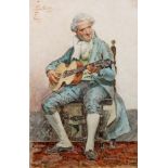 Bellandi, Ernesto (1842 - 1916), wohl, Aquarell, "Kavalier mit Gitarre", signiert oben links E.