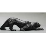 Glasfigur, "Zeila Panther", Lalique, Glas, schwarz, bezeichnet Lalique (R) France, 11 x 37 x 6 cm