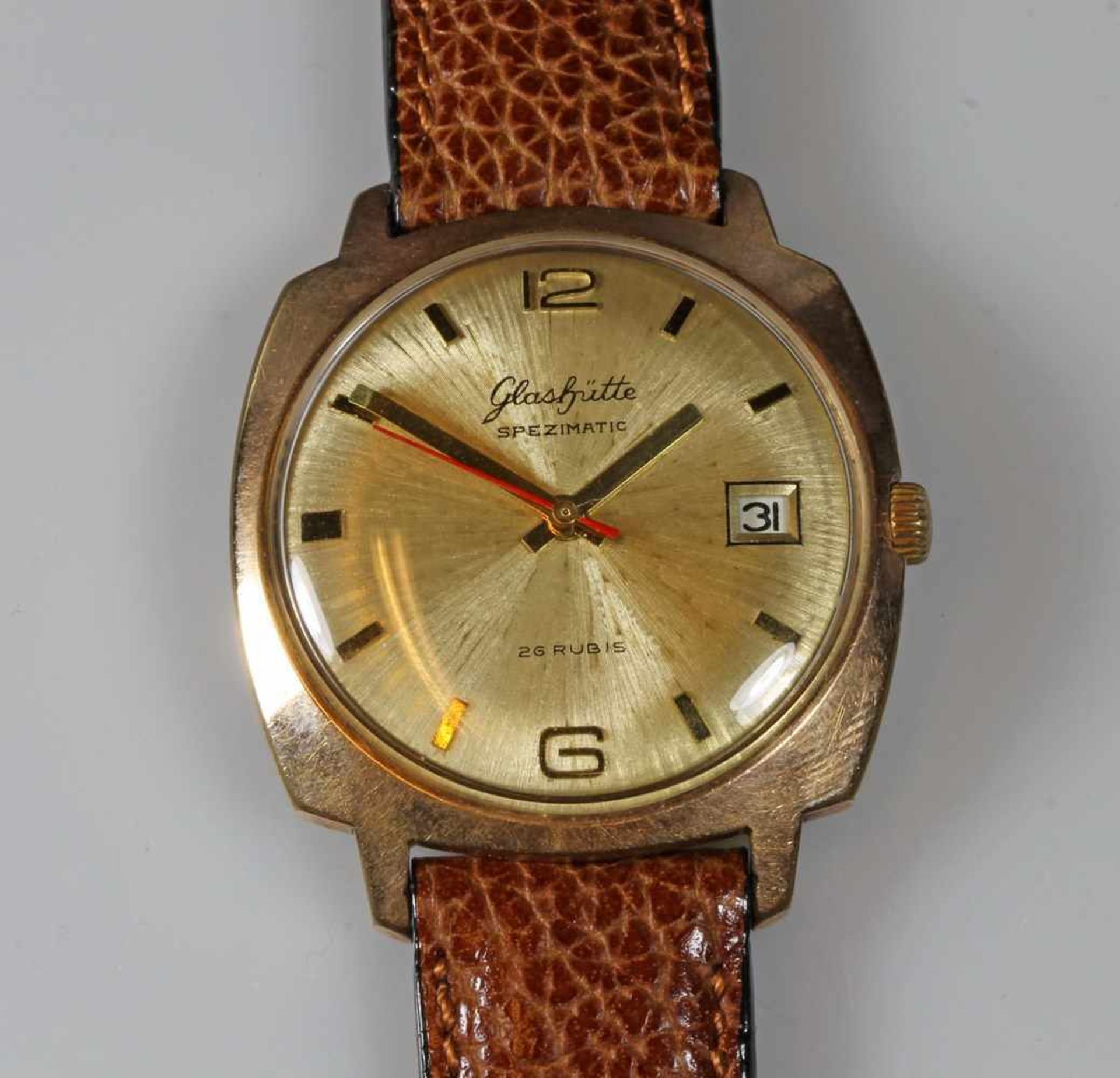 2 Herrenarmbanduhren, Glashütte, Spezimatic, 1960er Jahre, Made in Germany, Stahl/vergoldet,