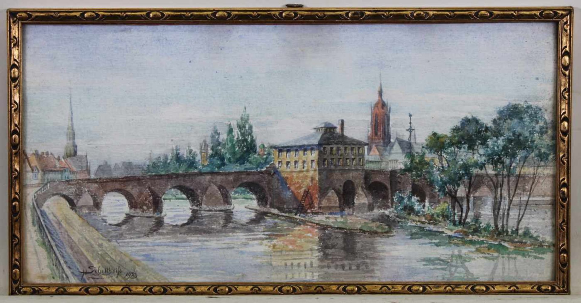 Schultheiß, Heinrich (um 1930 in Frankfurt tätiger Maler), 2 Aquarelle, jeweils signiert und datiert - Image 2 of 6