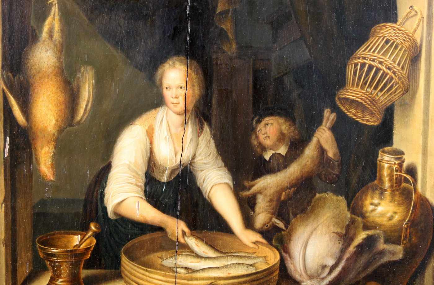 Dou, Gerrit (1613-1675), nach, "Fensternische mit einer Fischverkäuferin", Öl auf Holz, bezeichnet - Image 3 of 5