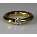Ring, GG 750, 1 Brillant gepunzt 0.62 ct., etwa w/si-p1, 11 g, RM 16