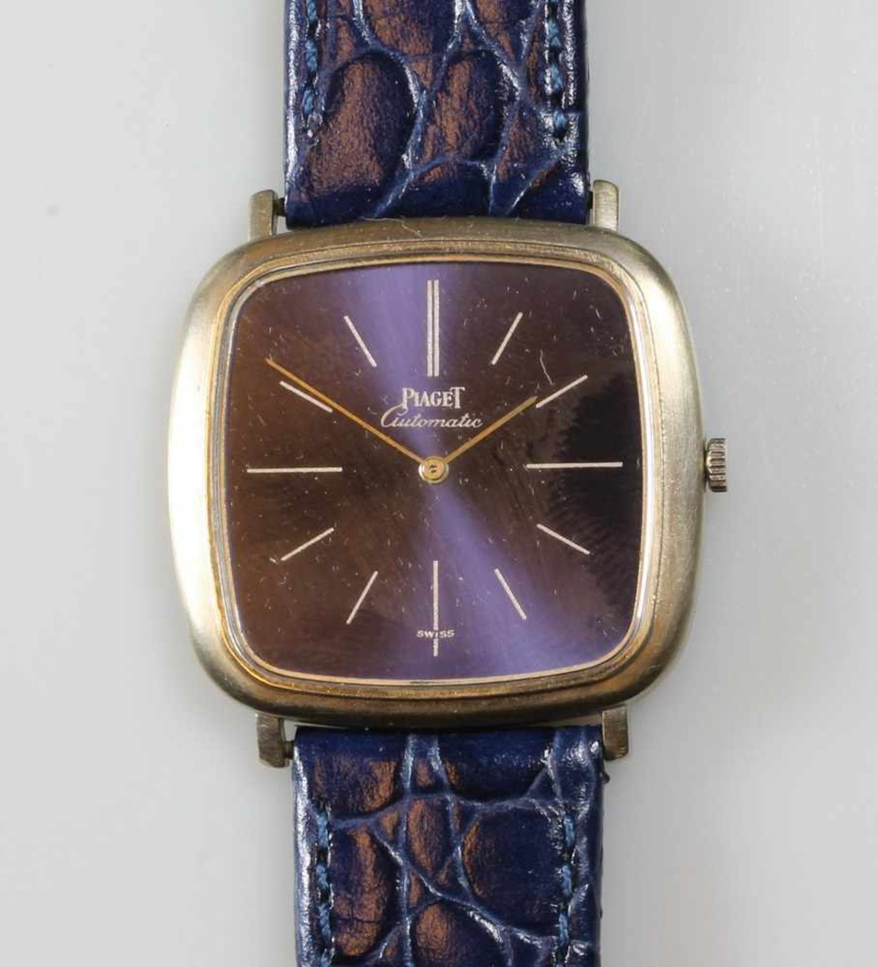 Armbanduhr, Piaget, 1980er Jahre, Gehäuse-Nr. 305147/12773, WG 750, Automatik, blaues Zifferblatt,