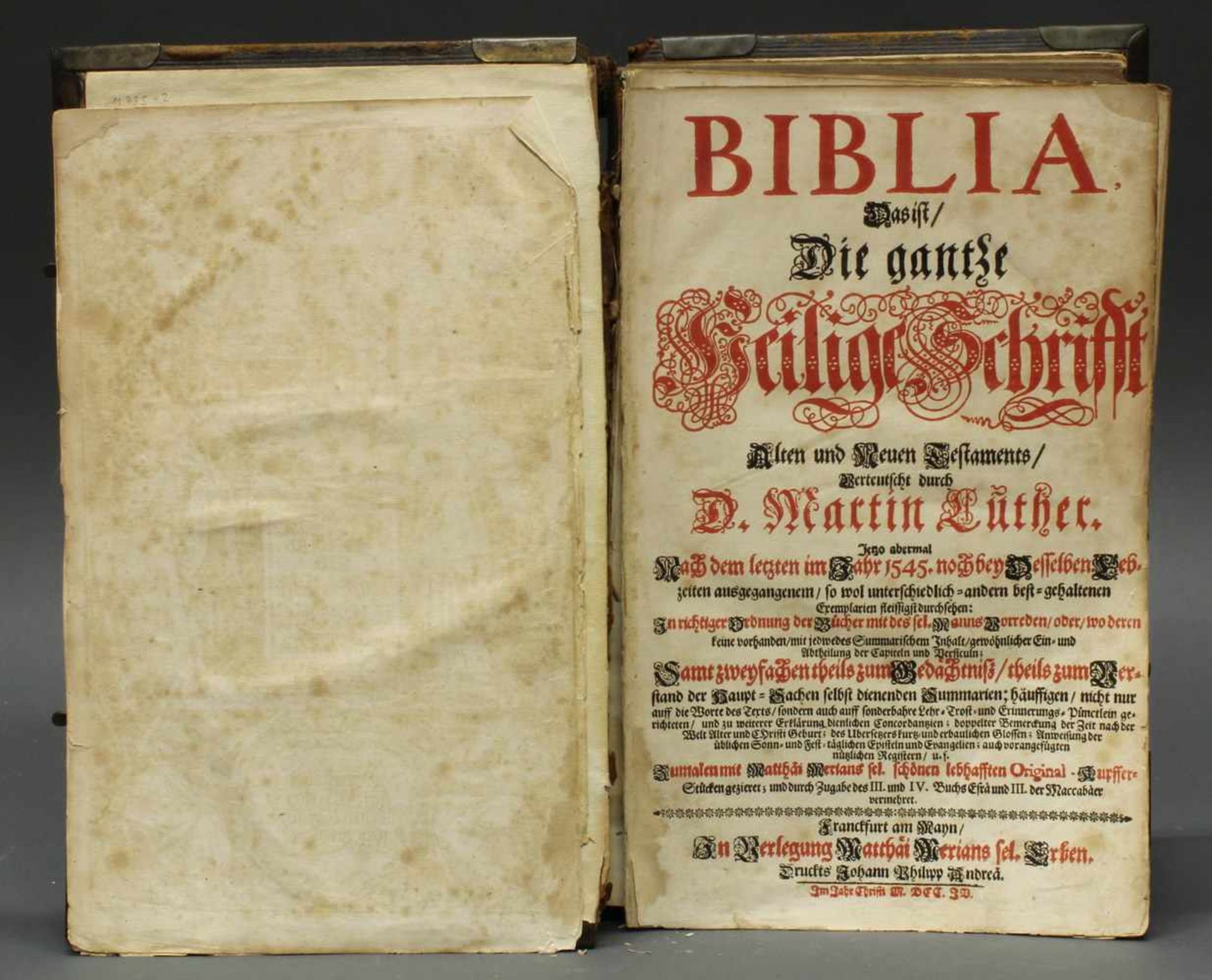 "Biblia, Das ist/Die gantze Heilige Schrifft Alten und Neuen Testaments/Verteutscht durch D.