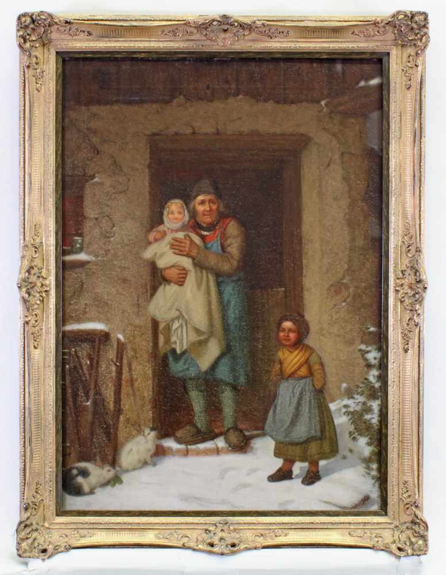 Unbekannter Maler (19./20. Jh.), "Der erste Schnee", Öl auf Leinwand, undeutlich bezeichnet unten - Image 2 of 3