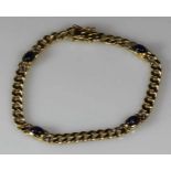 Armband, GG 585, 4 ovale Saphir-Cabochons zus. ca. 3.20 ct., 16 Brillanten zus. ca. 0.08 ct., etwa