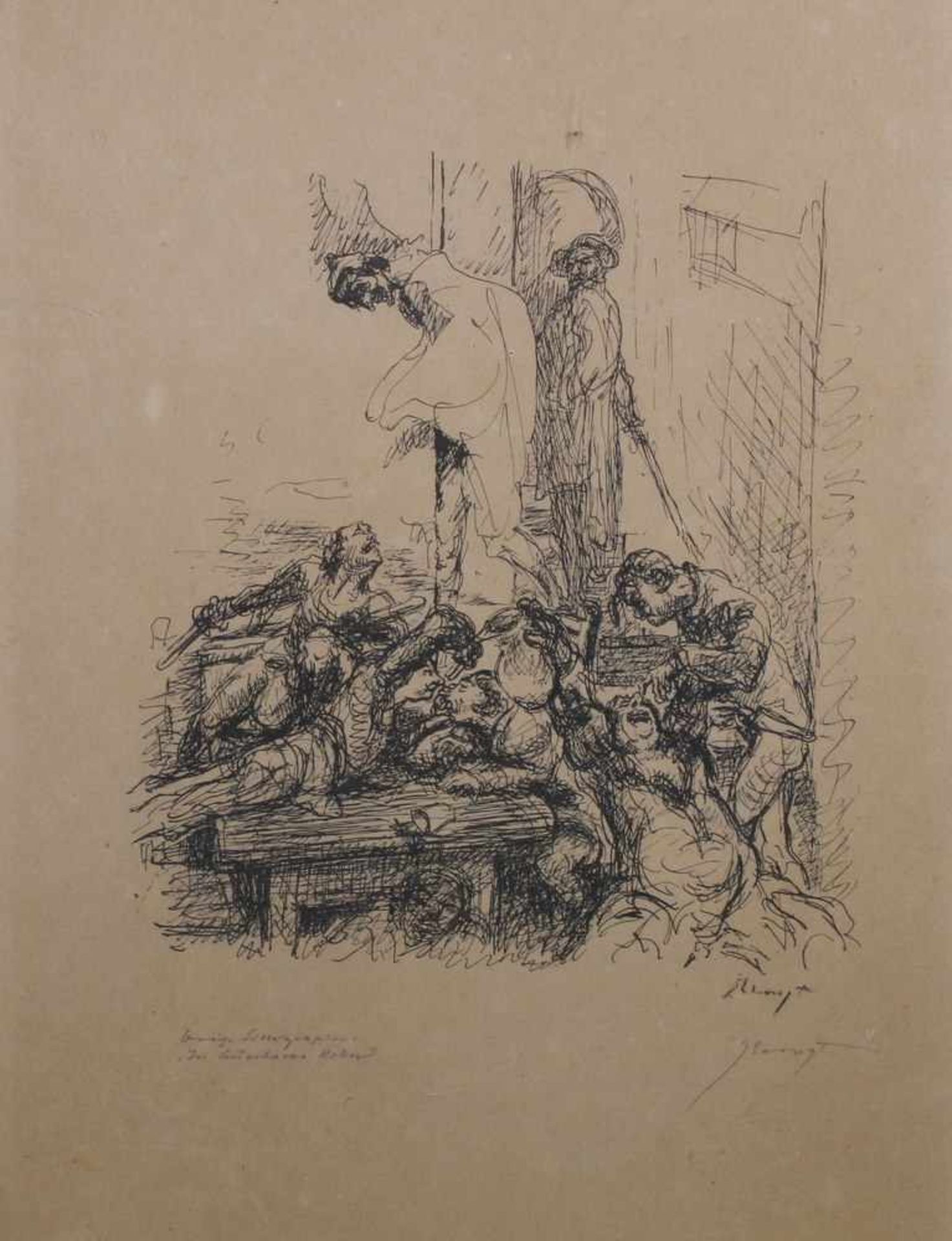 Slevogt, Max (1868 Landshut - 1932 Neukastel), Lithografie, "In Auerbachs Keller", signiert in der