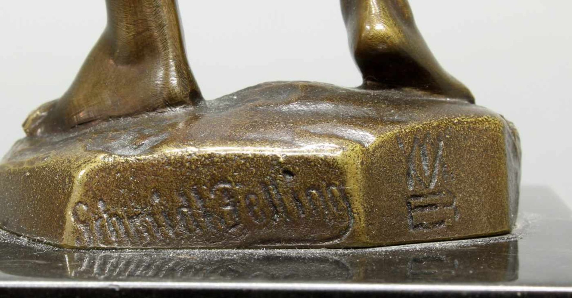 Bronze, braun patiniert, "Antiker Kämpfer", verso auf der Plinthe bezeichnet Schmidt-Felling, auf - Image 6 of 7