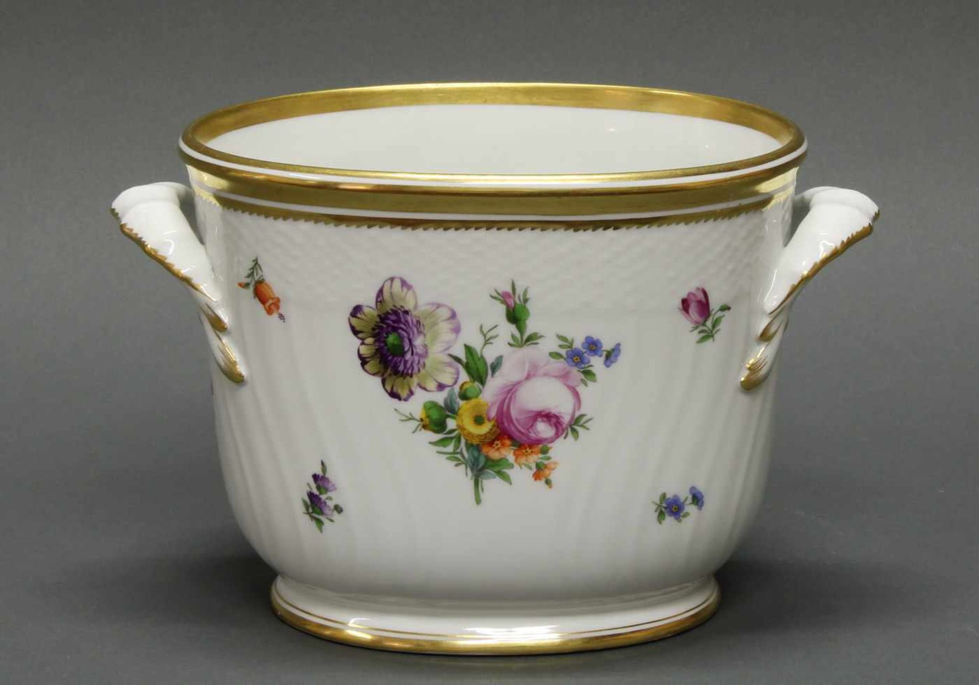 Weinkühler, Royal Kopenhagen, sächsische Blume, Goldrand, 16.5 x 25.5 x 16.5 cm- - -25.00 % buyer' - Image 2 of 2