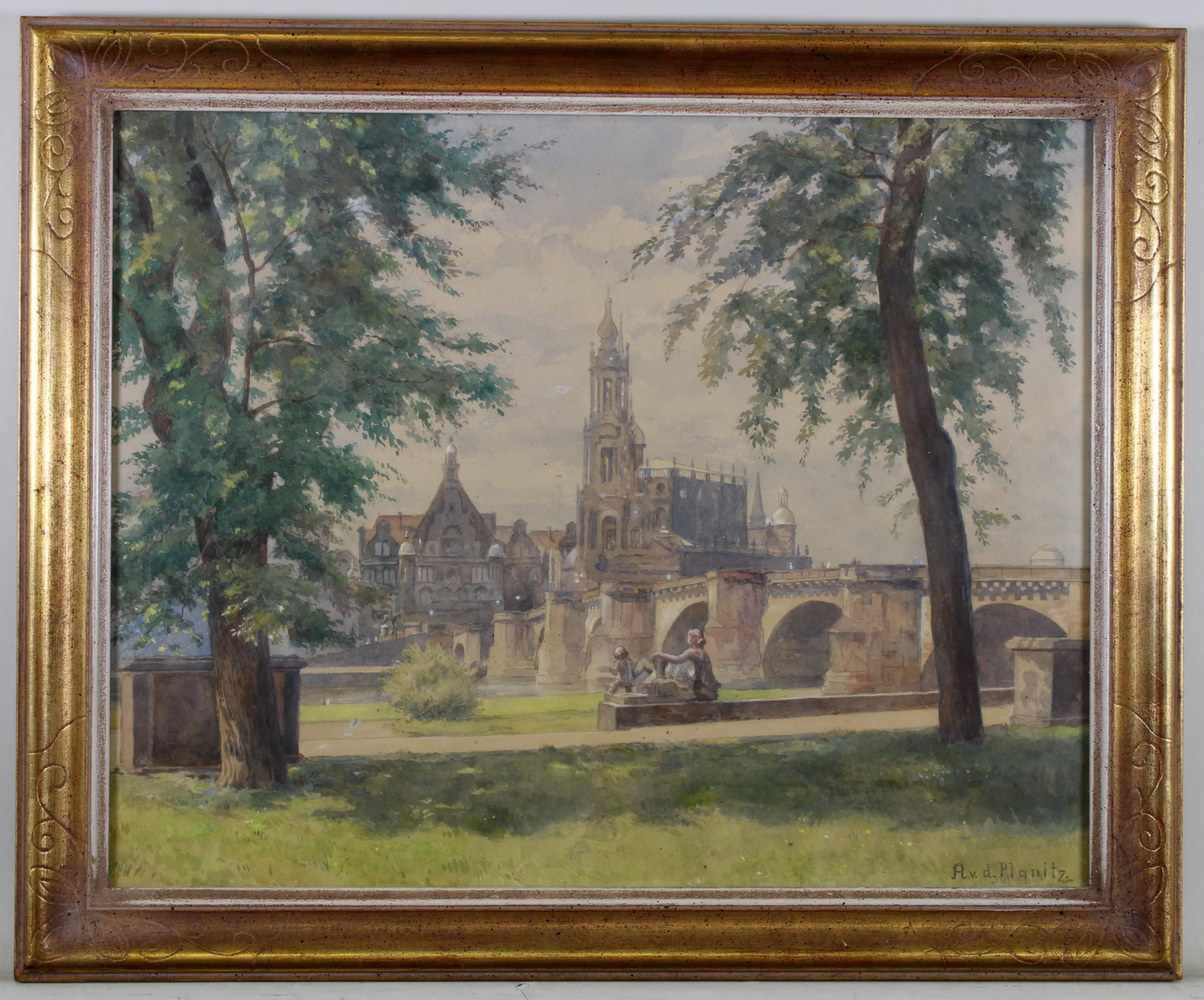 Planitz, Ada von der (1880 - 1936, Landschaftsmalerin), Aquarell, "Blick auf Dresden", signiert - Image 3 of 6