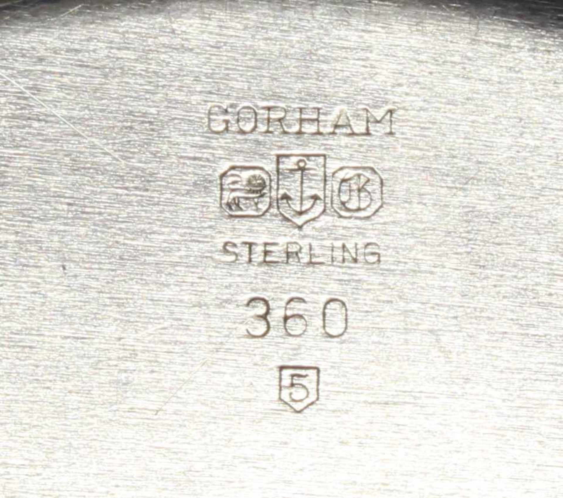 Saucière mit Présentoir, Silber 925, Gorham, profilierter Rand, gesamt 11 x 22 x 13.7 cm, zus. ca. - Bild 4 aus 4