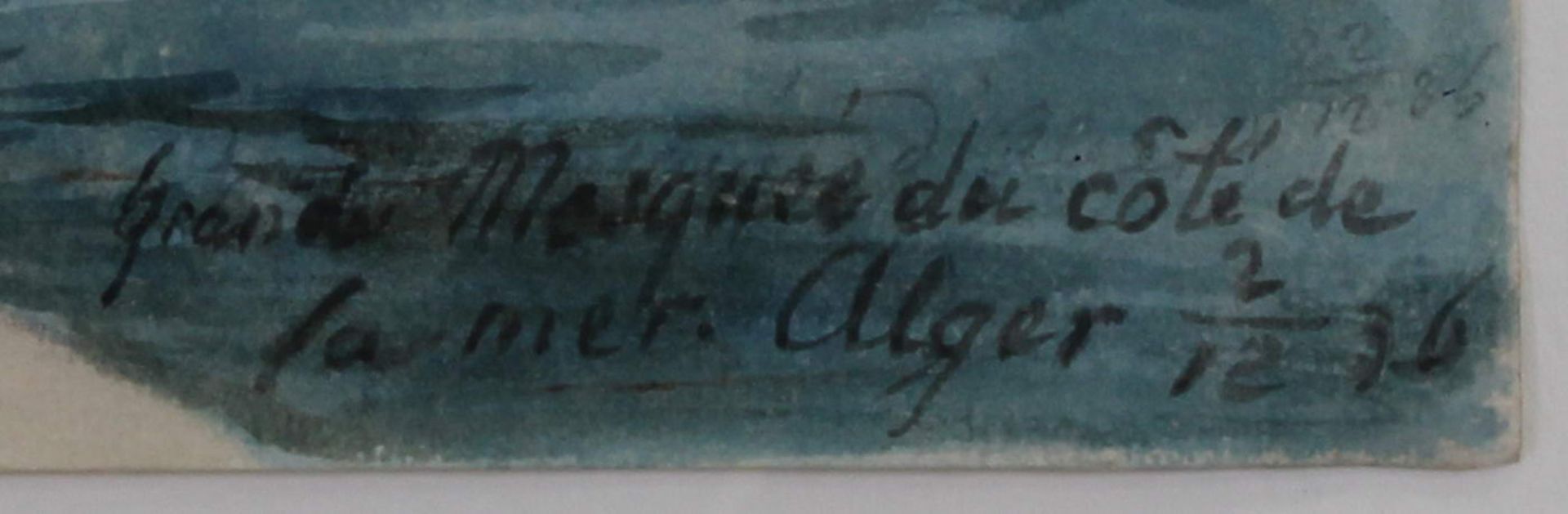 Teilaquarellierte Bleistiftzeichnung, "Große Moschee an der Meeresküste von Algier", unten rechts - Bild 6 aus 6