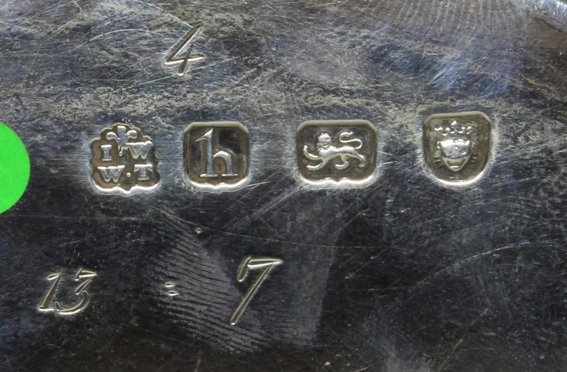 Salver, Silber 925, London, 1783, John Wakelin & William Taylor, oval, glatter Spiegel mit Emblem, - Image 6 of 6