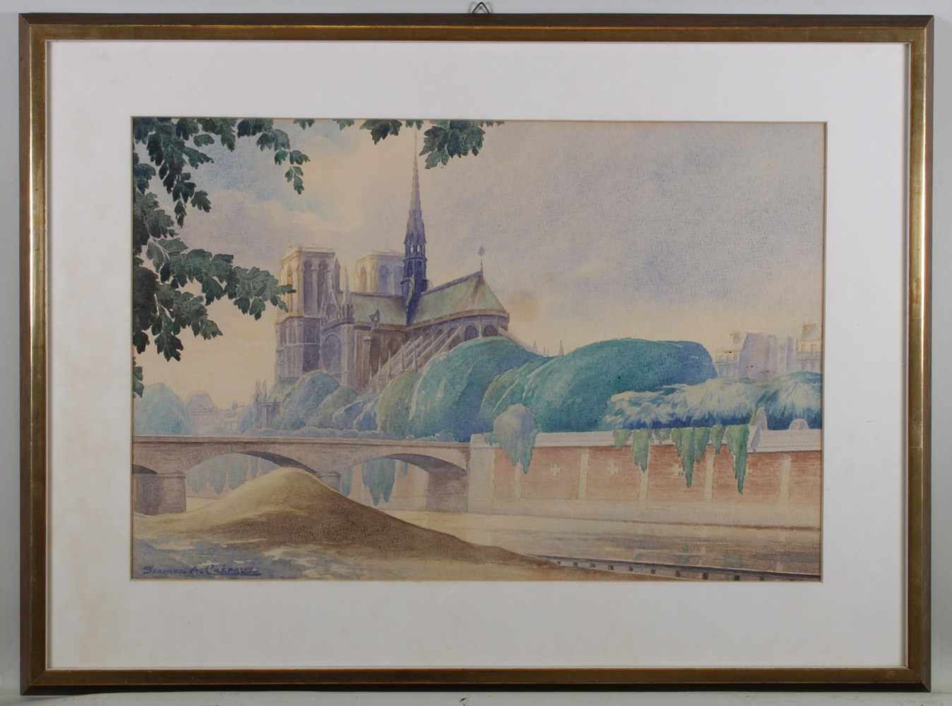 2 Aquarelle, gebräunt und verblasst bzw. leicht fleckig, unter Glas gerahmt: "Ansicht von Passau", - Image 3 of 12