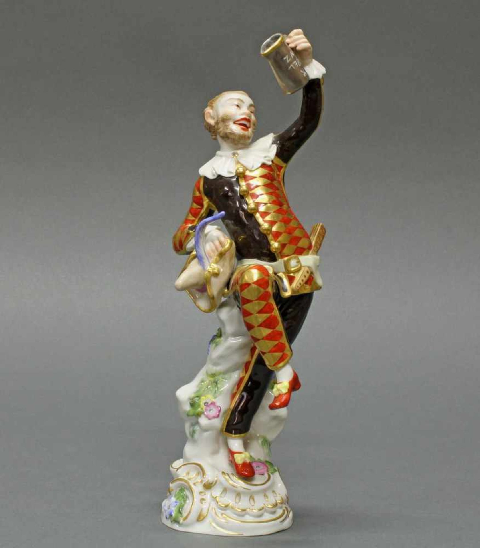 Porzellanfigur, "Harlekin mit Kanne", Meissen, Schwertermarke, 1. Wahl, Modellnummer 64551, - Bild 2 aus 8