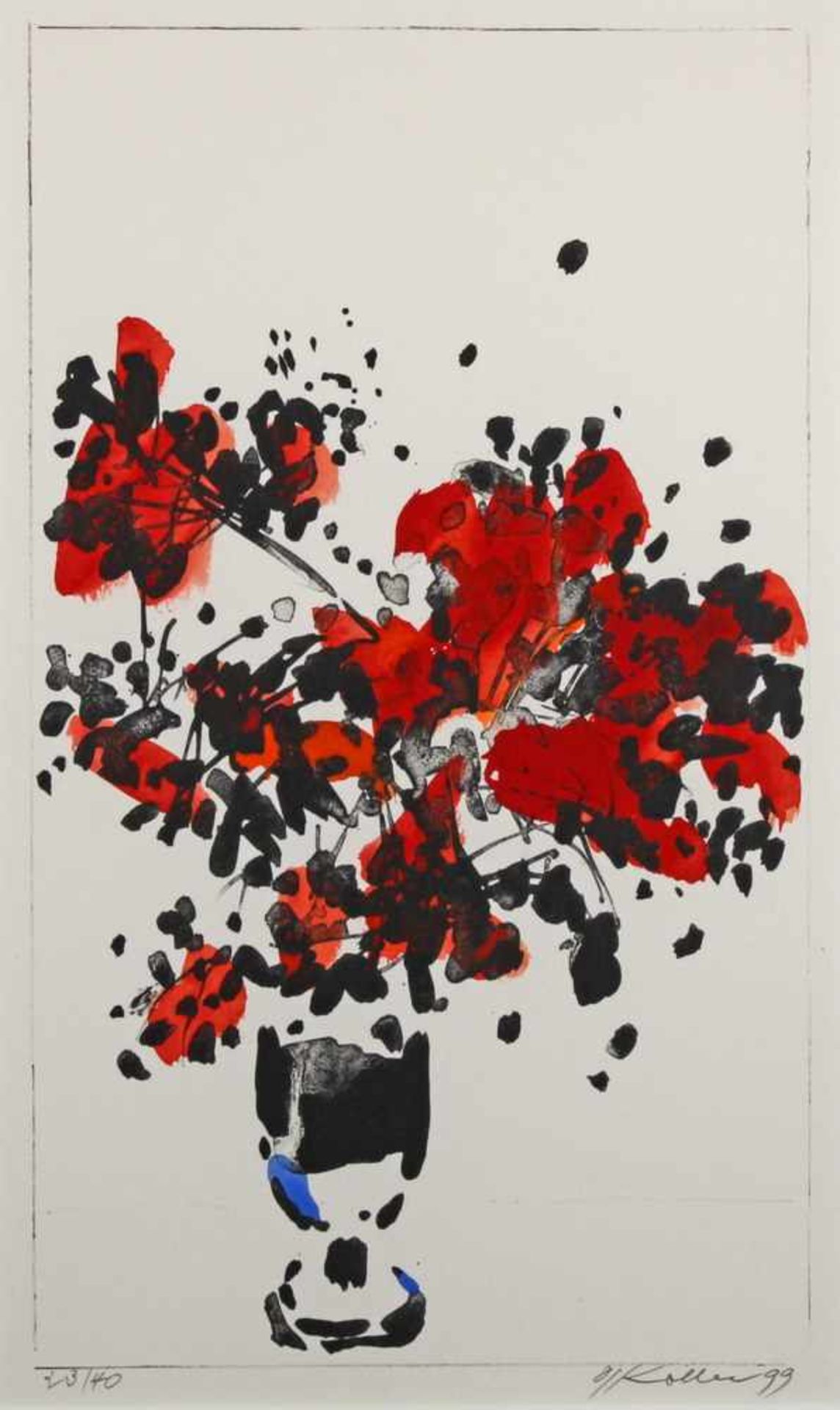 Koller, Oskar (1925 - 2004), 2 aquarellierte Lithografien, "Blumen in Glasvase", jeweils signiert, - Image 14 of 20