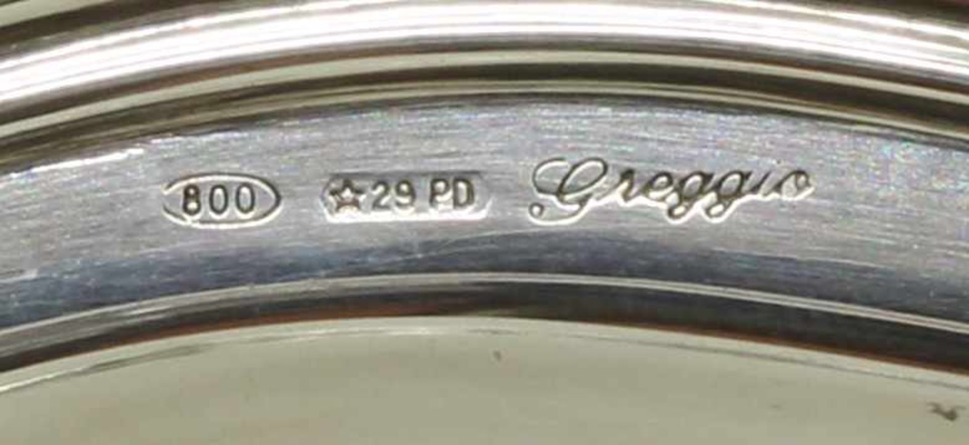 Platte, Silber 800, Italien, passig-geschweifter Profilrand, ø 33 cm, ca. 710 g- - -25.00 % buyer' - Image 4 of 4