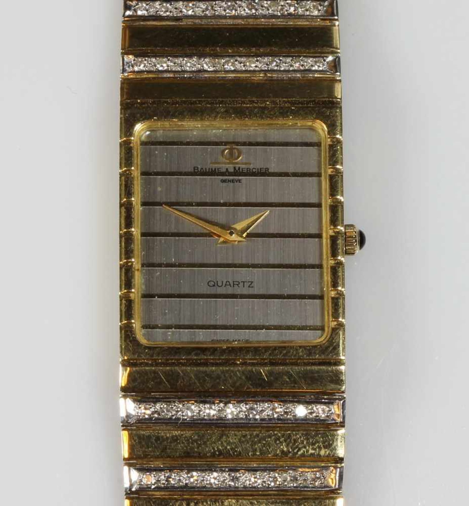 Damenarmbanduhr, Baume & Mercier, WG/GG 750, Quarz, Werk-Nr. BM 5501/ETA 279.001, Gehäuse-Nr.