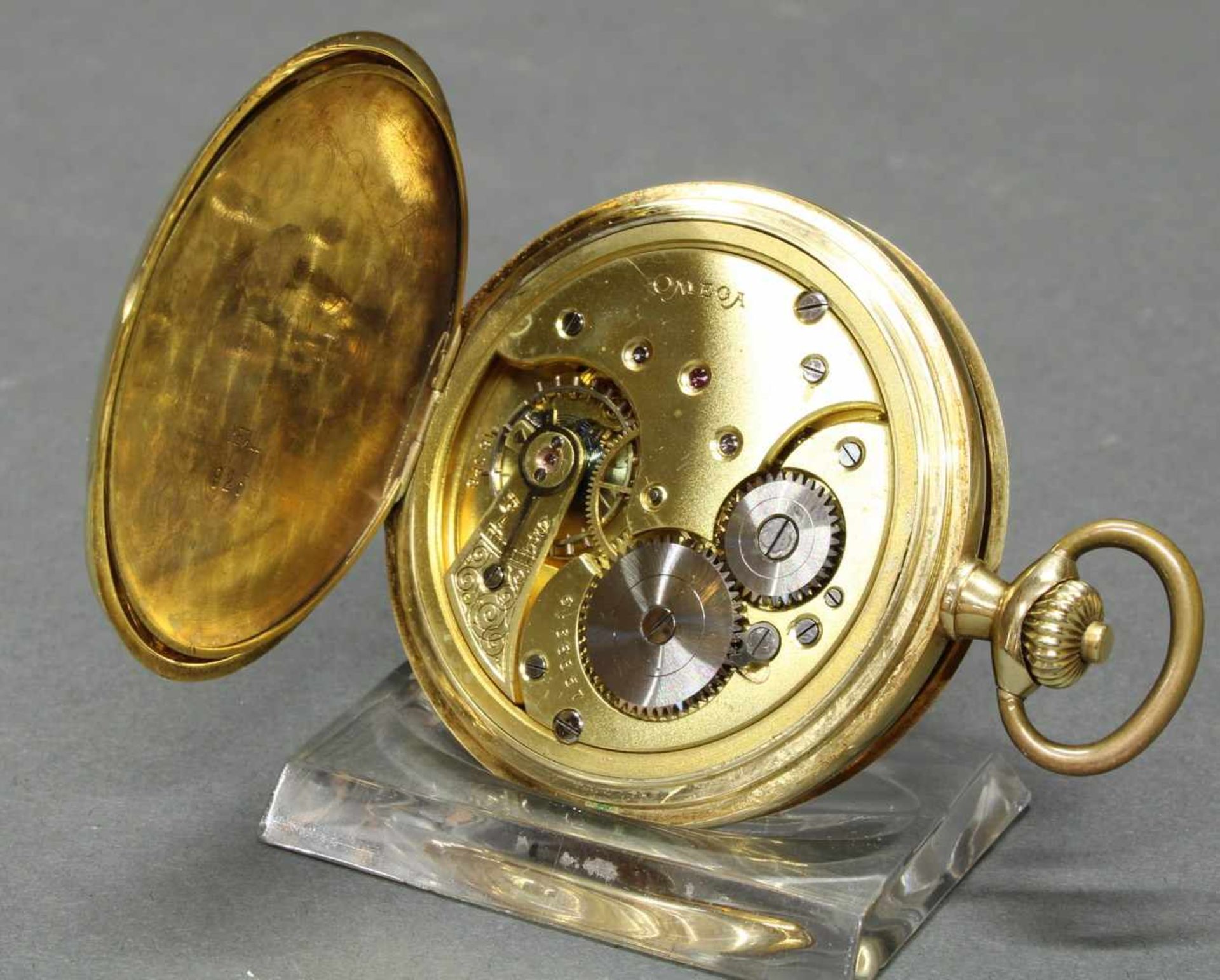 Herrentaschenuhr, Savonette, Omega, GG 585, Staubdeckel Metall, Werk-Nr. 6136357, Gehäuse-Nr. 925, - Bild 3 aus 4