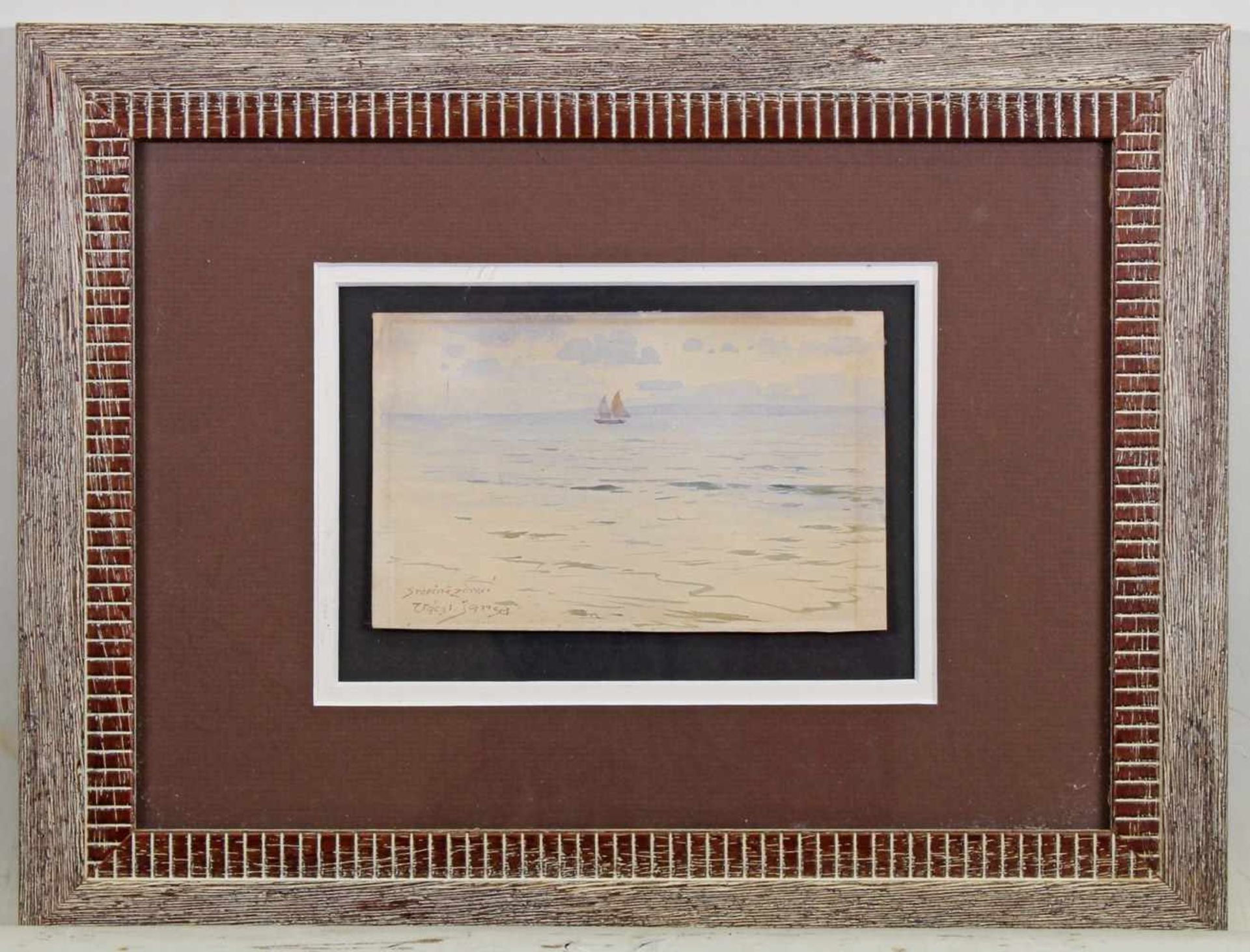 Jansa, Vaclav (1859 - 1913, Landschaftsmaler), Aquarell, "Meer mit Segelschiff", signiert und - Image 3 of 6