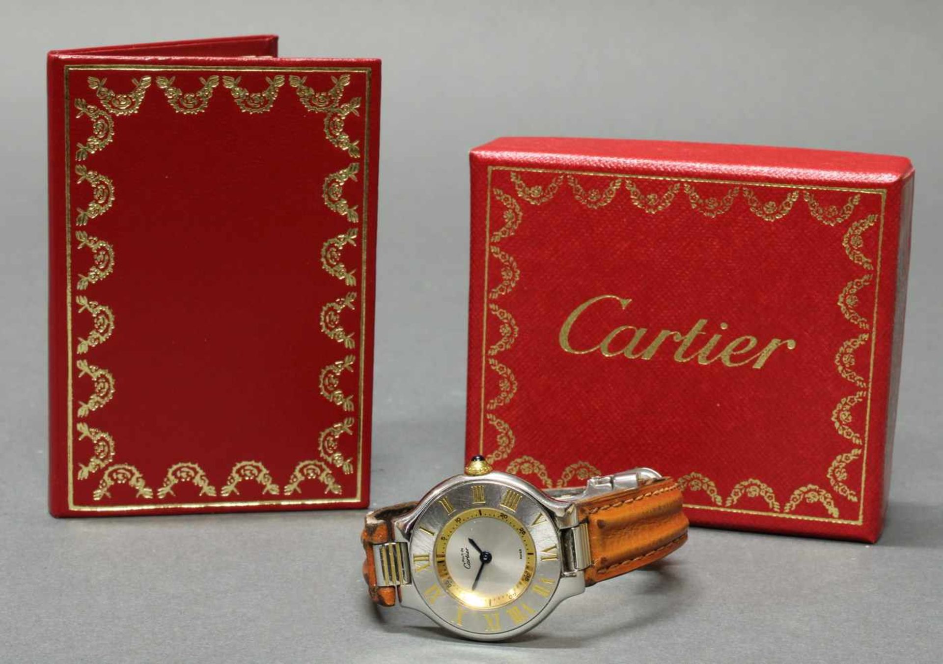 Damenarmbanduhr, Must de Cartier, Model 21, Stahl/Gold, Quarz, Gehäuse-Nr. 1340/PL36392,