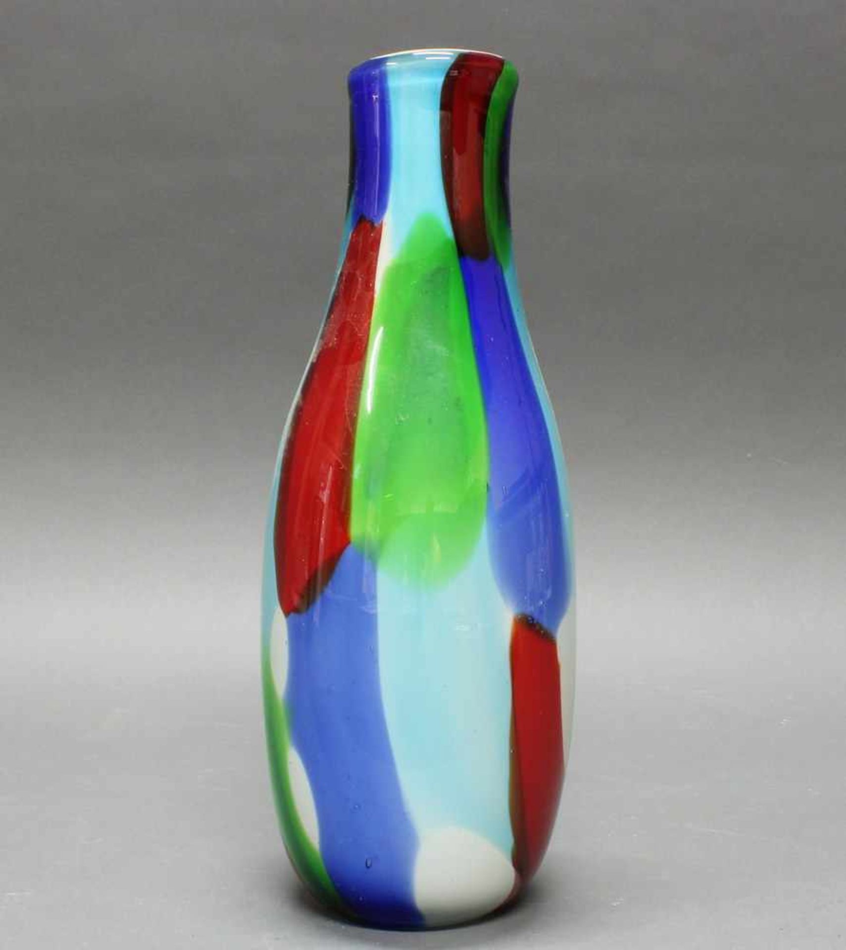 Glasvase, Murano Art, polychromer Überfang, bauchige Form, 36 cm hoch- - -25.00 % buyer's premium on