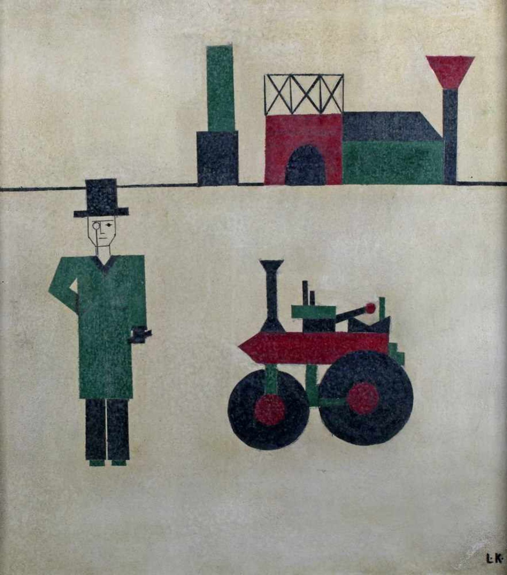 Kroha, Ladislav (20. Jh., tschechischer Maler), "Fabrik, Produkt, Manager", Öl auf Platte, - Image 2 of 8