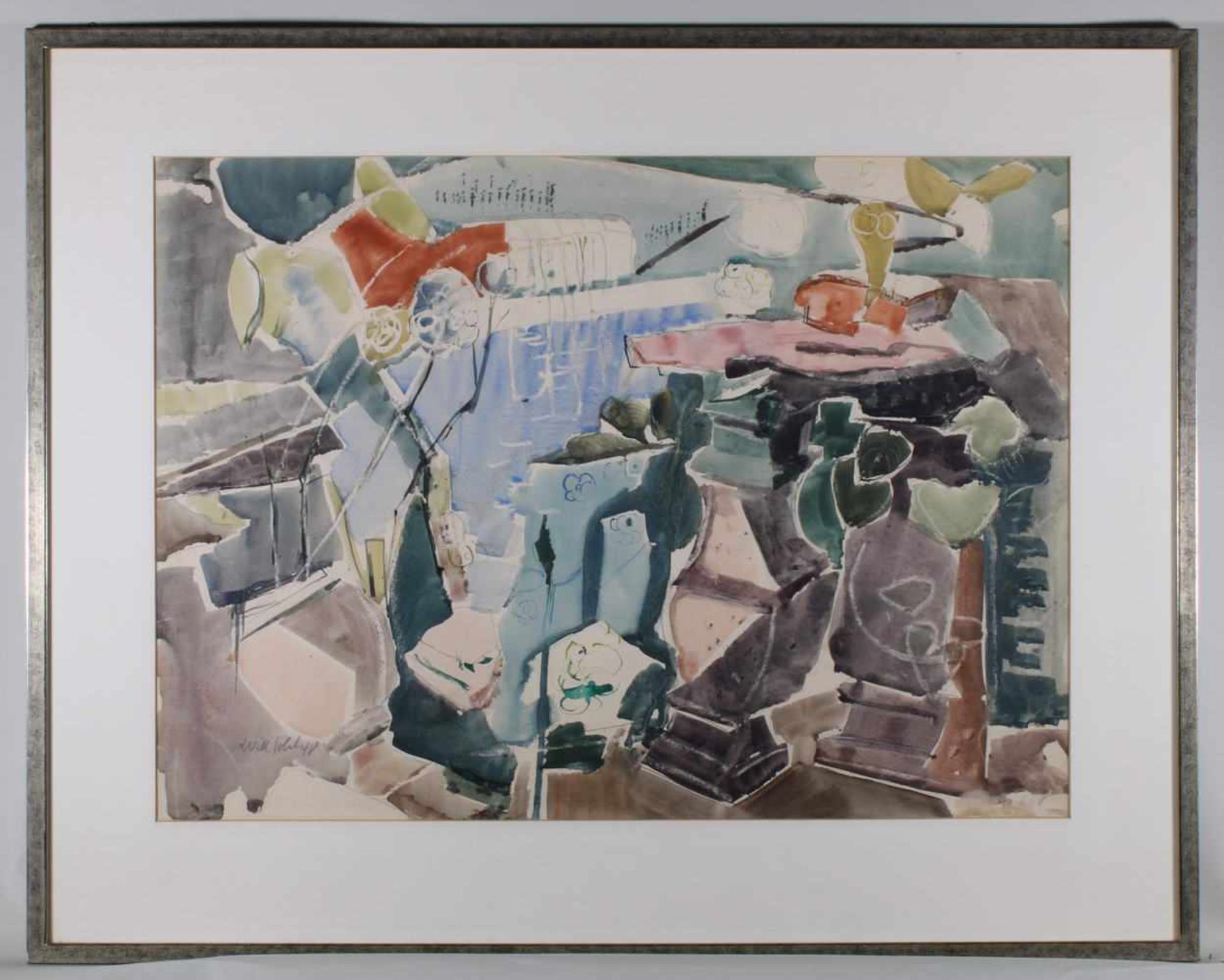 Sohl, Will (1906 Ludwigshafen - 1969 Heidelberg), Mischtechnik, mit Aquarell, "Balustrade", signiert - Image 4 of 6