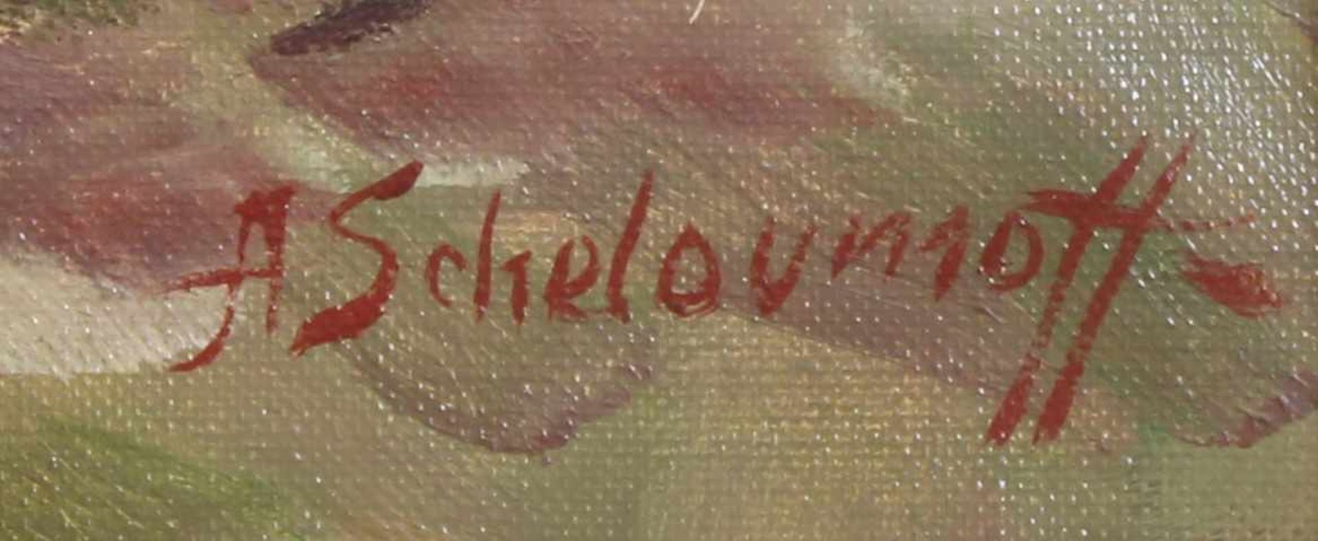 Scheloumoff, A. (20. Jh.), "Parforcejagd", Öl auf Leinwand, signiert unten rechts A. Scheloumoff, 50 - Bild 6 aus 8