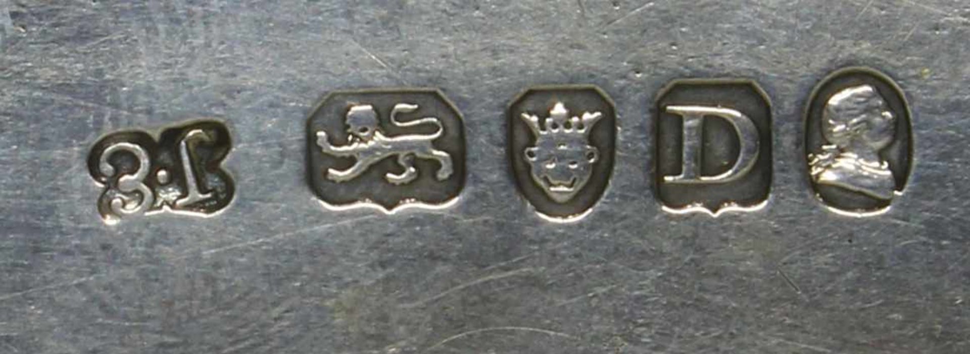 Salver, Silber 925, London, 1799, John Emes, oval, Spiegel mit Spiralband und Emblem, Profilrand, - Image 6 of 6