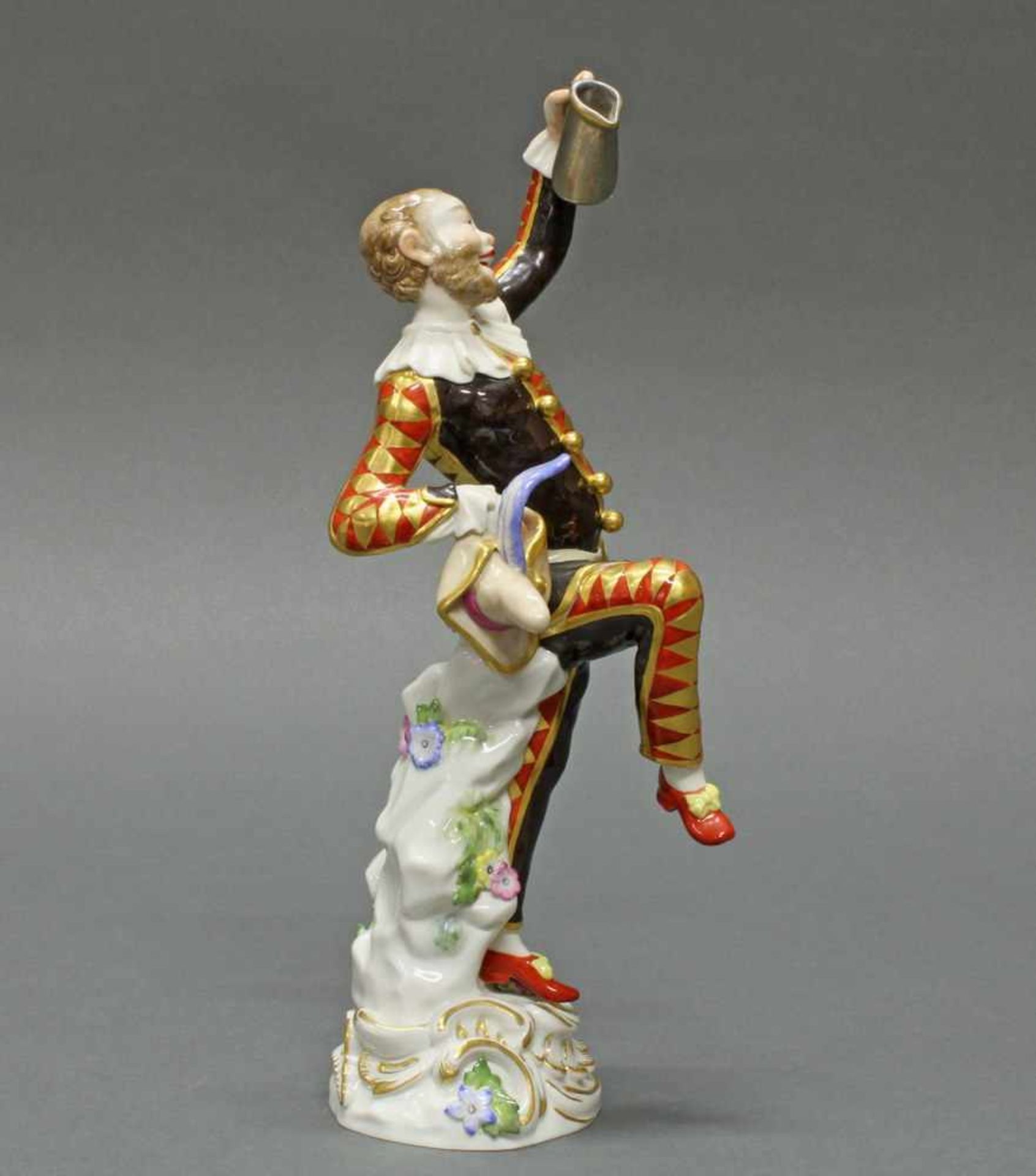 Porzellanfigur, "Harlekin mit Kanne", Meissen, Schwertermarke, 1. Wahl, Modellnummer 64551, - Bild 3 aus 8