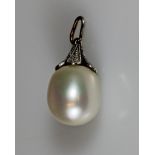 Perlanhänger, WG 750, große tropfenförmige Perle, 11 x 12 mm- - -25.00 % buyer's premium on the
