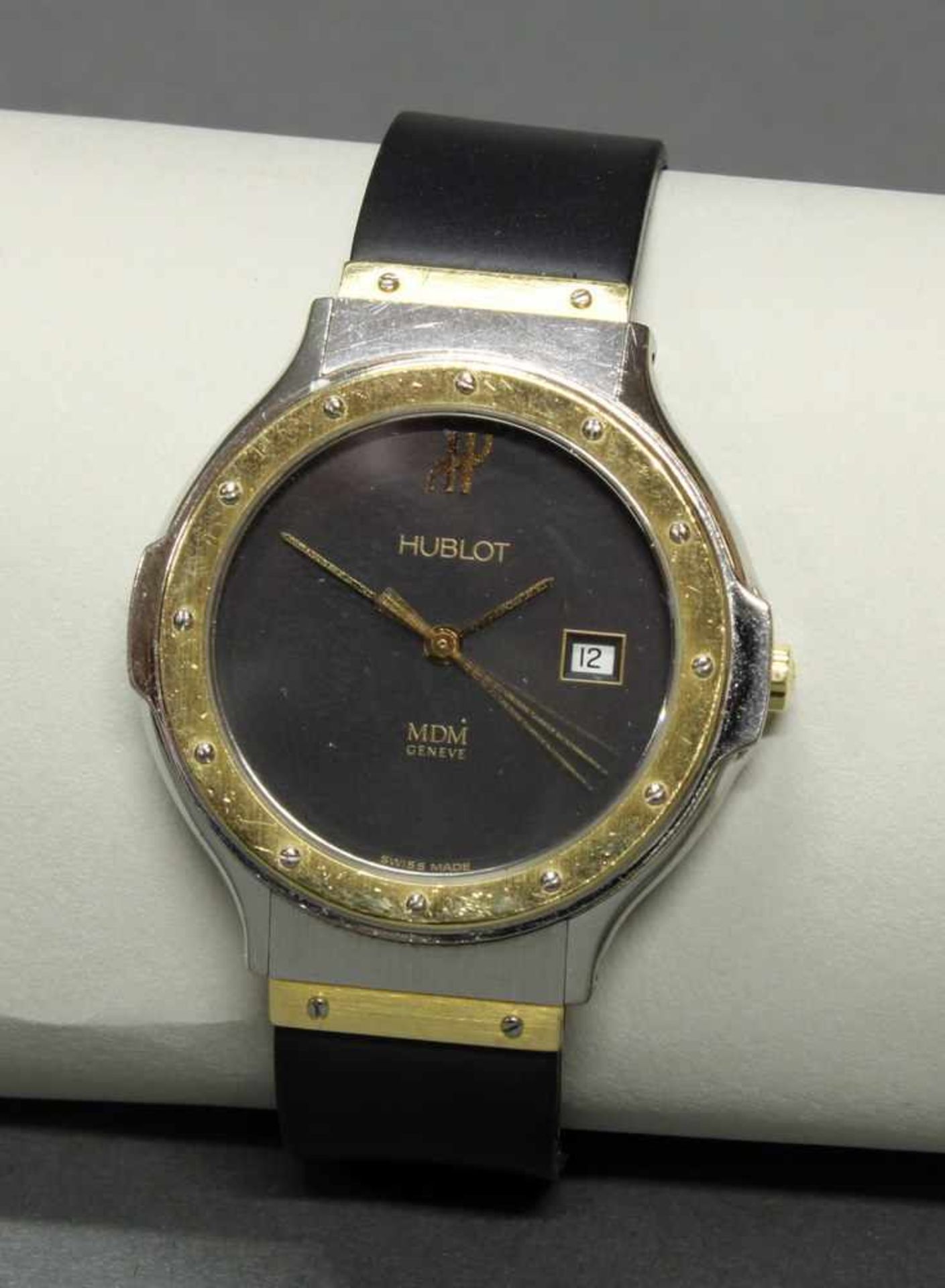 Damenarmbanduhr, Hublot, Model Depose, Stahl/Gold, Quarz, Gehäuse-Nr. 14011002/228816, schwarzes - Bild 2 aus 4