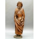 Skulptur, Holz geschnitzt, "Heiliger mit Buch", Ende 15./Anfang 16. Jh., 105 cm hoch, rückseitig