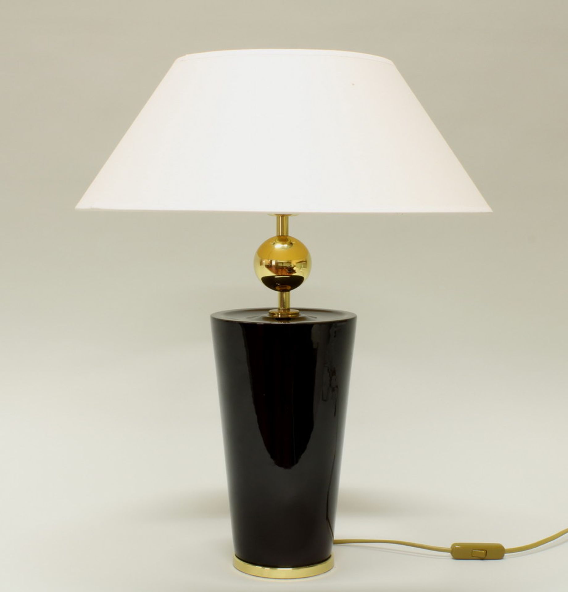 Tischlampe, modern, Porzellan, Metall, schwarz-gold, konisch, einflammig, elektrifiziert, heller - Image 2 of 2