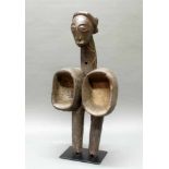 Skulptur Blasebalg, Hemba, Kongo, Afrika, authentisch, Holz, schwarz-braune Patina, 86 cm,