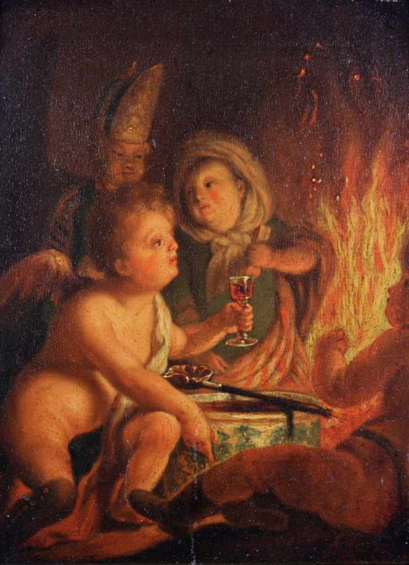 Schalcken, Godfried (1643 Made - 1706 Den Haag), Nachfolge, "Putten an einem Feuer als Allegorie des