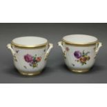 Paar Cachepots, Royal Kopenhagen, sächsische Blume, Goldrand, 16 cm hoch, ø 18.5 cm- - -25.00 %