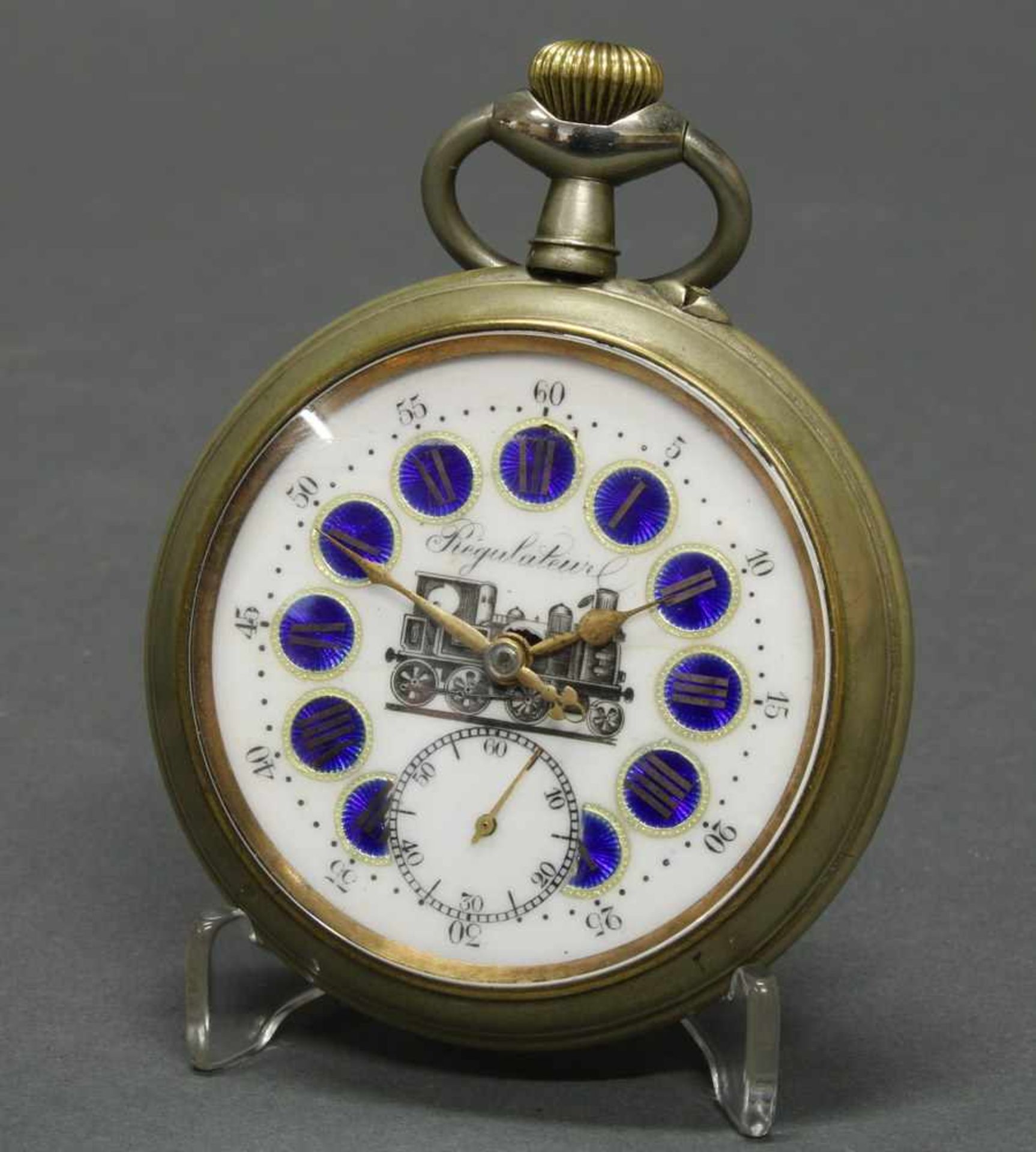 Große Taschenuhr, sog. Eisenbahneruhr, 1930er Jahre, auf dem Zifferblatt bez. Regulateur, - Bild 2 aus 4