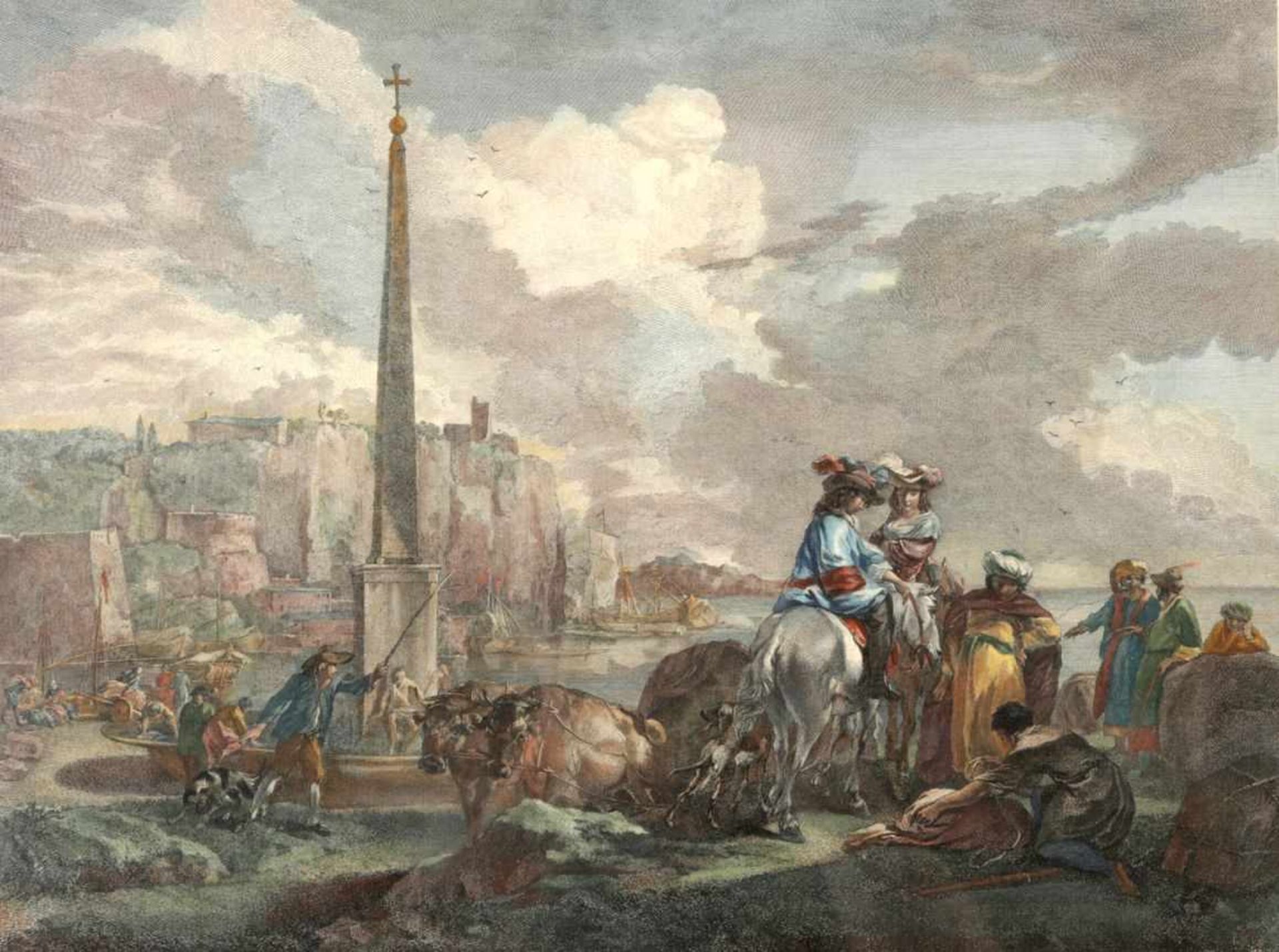 Lebas, Jacques PhilippeParis 1707 - 1783 4 Bll.: Die Tageszeiten - Le Matin, Le Midy, L'après Dinée, - Image 2 of 4