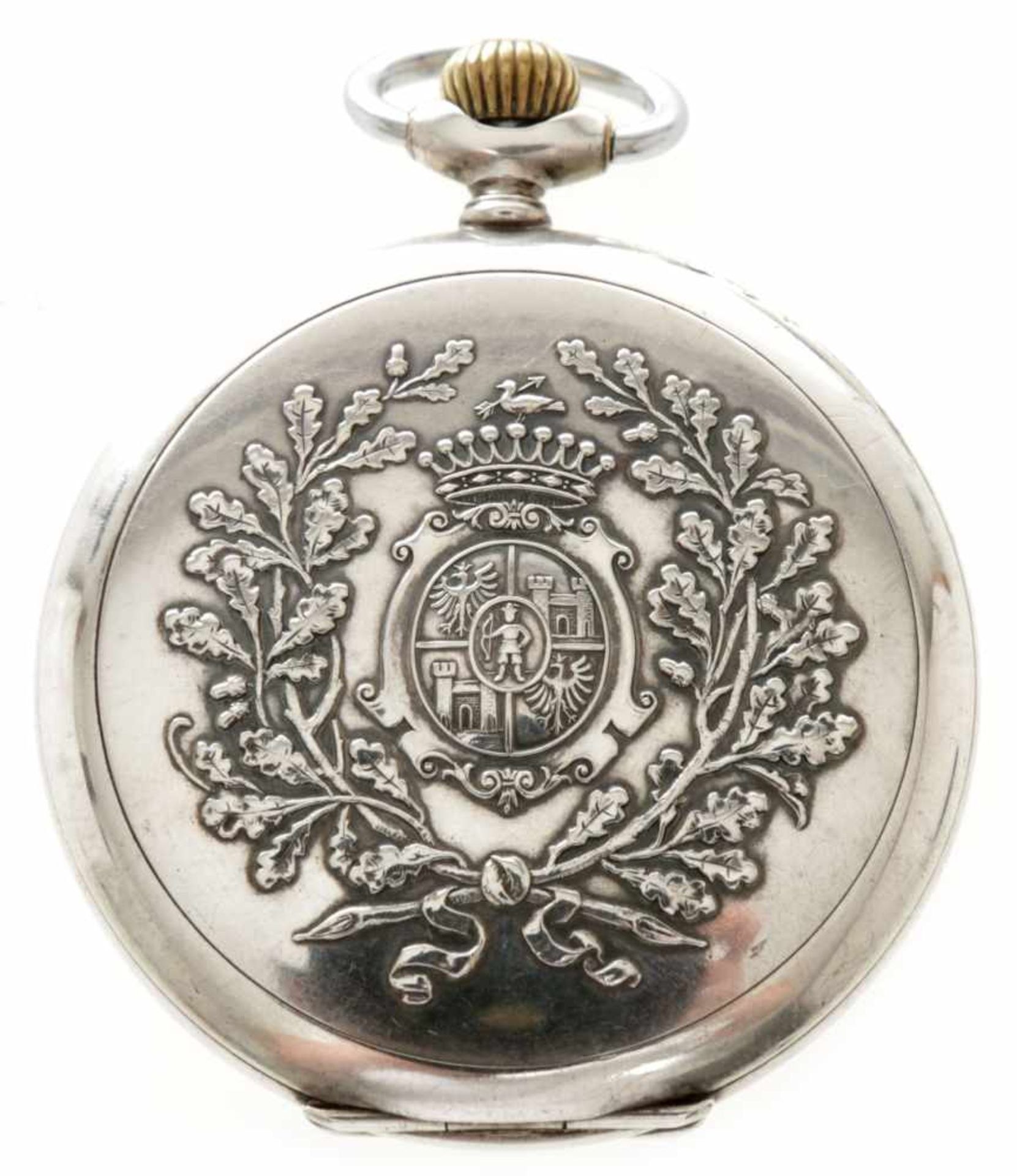 Herrentaschenuhr900er Silber, Junghans, um 1900 Weißes Zifferbl. m. arab. Ziffern, kl. Sekunde u. - Bild 2 aus 2