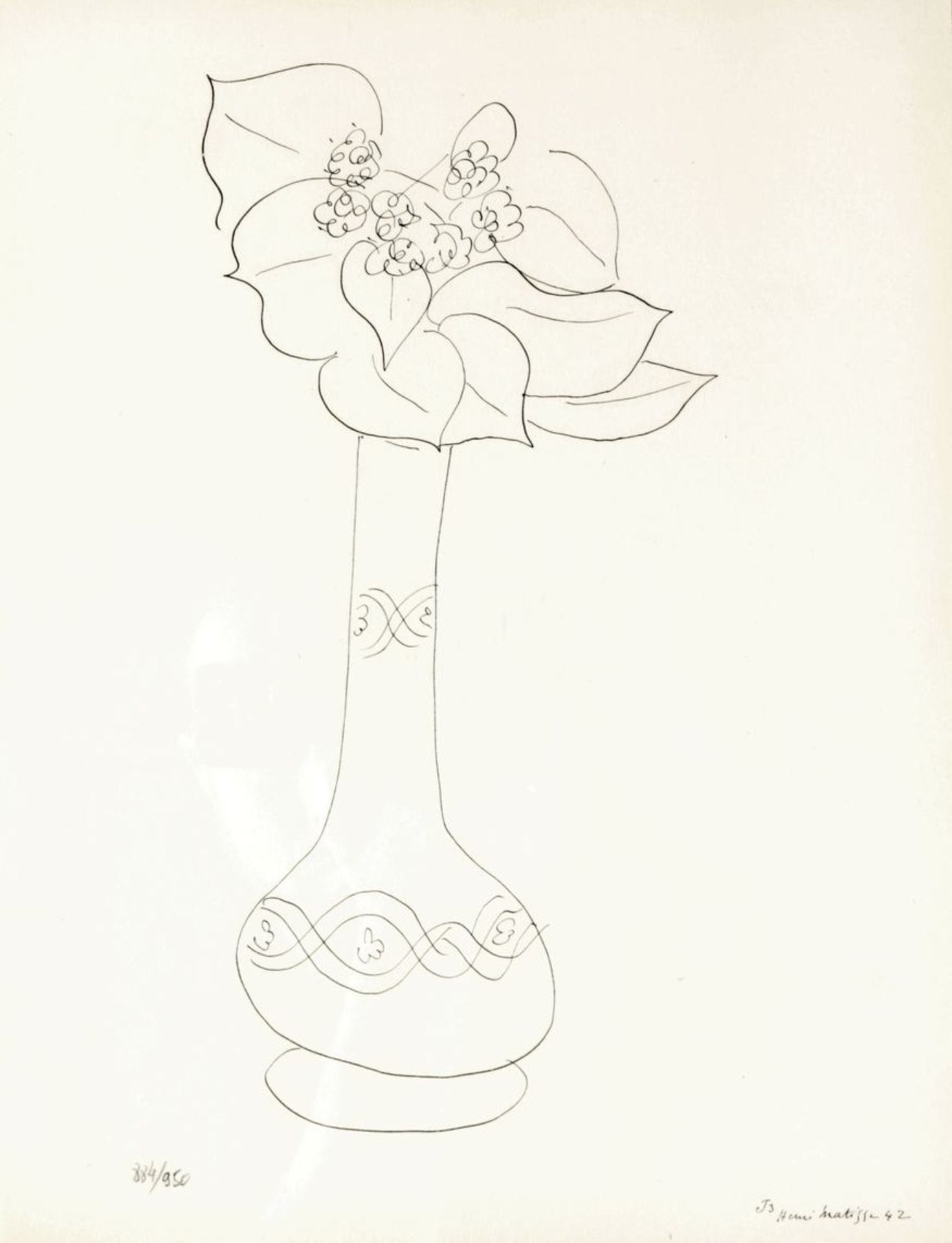 Matisse, Henry1869 Le Cateau-Cambrésis - 1954 Nizza Vase.- Druck nach einer Original-Zeichnung v.