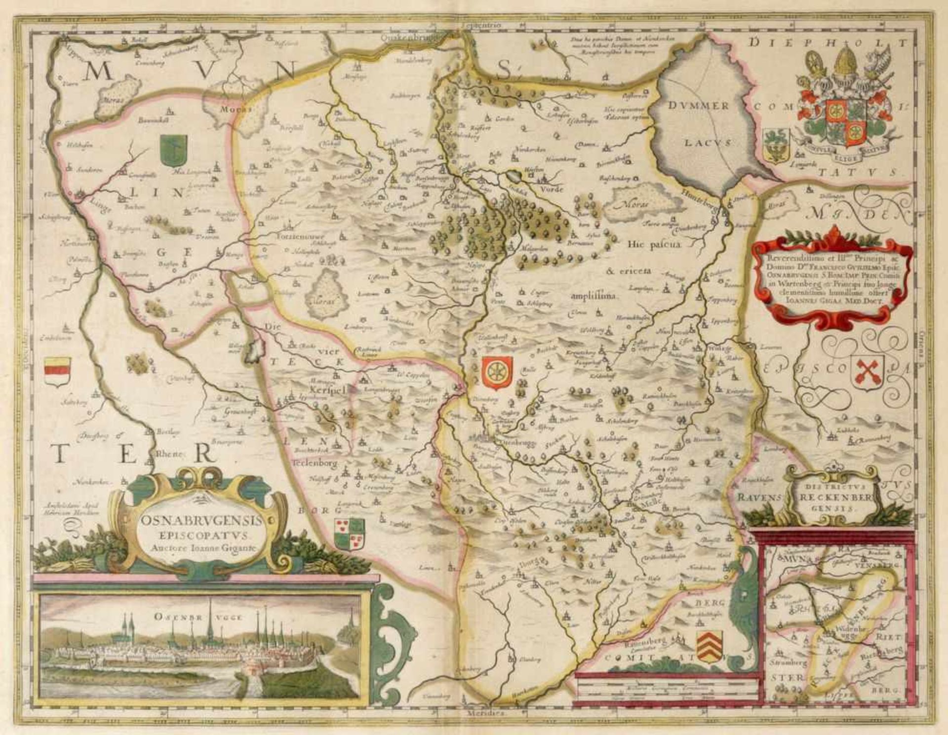Osnabrück - Karte18./19.Jh. Osnabrugensis Episcopatus.- Bistums Osnabrück mit dem Territorium bis