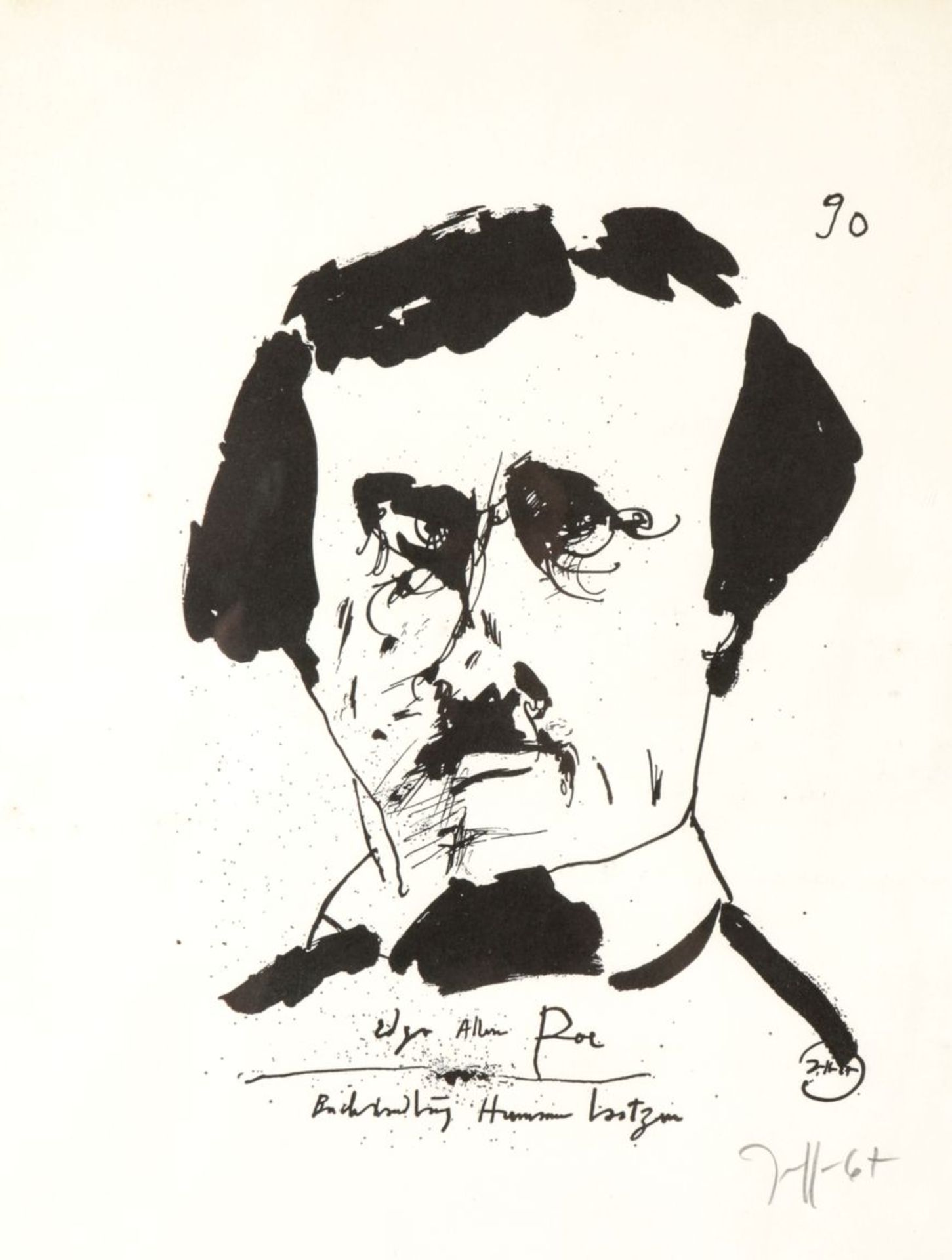 Janssen, HorstHamburg 1929 - 1995 3 Bll. Dichterportraits. Dabei u.a.: James Joyce. Edgar Allan - Bild 2 aus 2