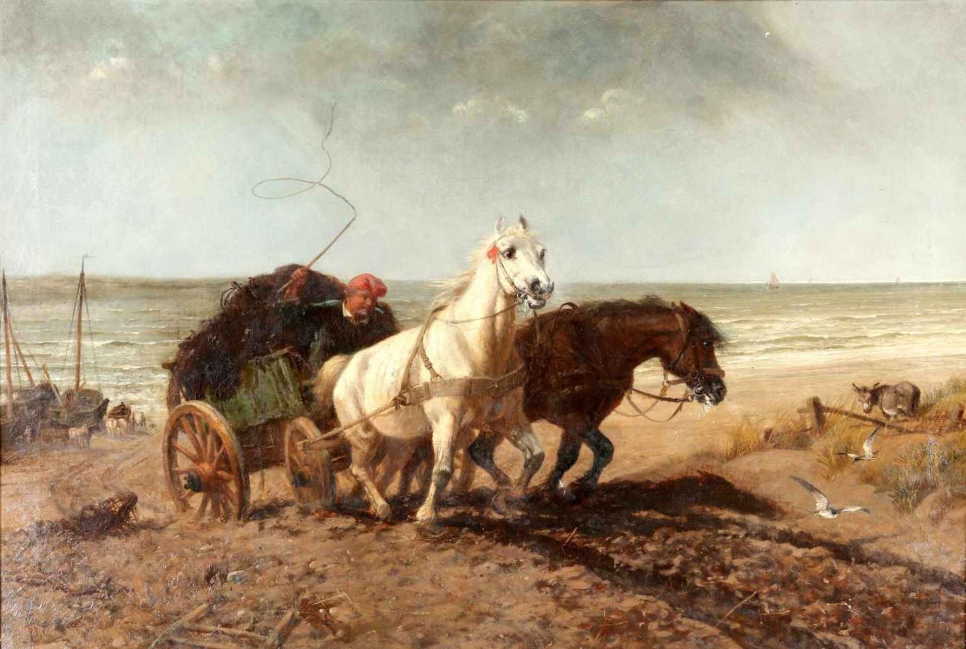 Beavis, Richard1824 Exmouth - 1896 London Pferdegespann am Strand von Scheveningen.- Erzählerische