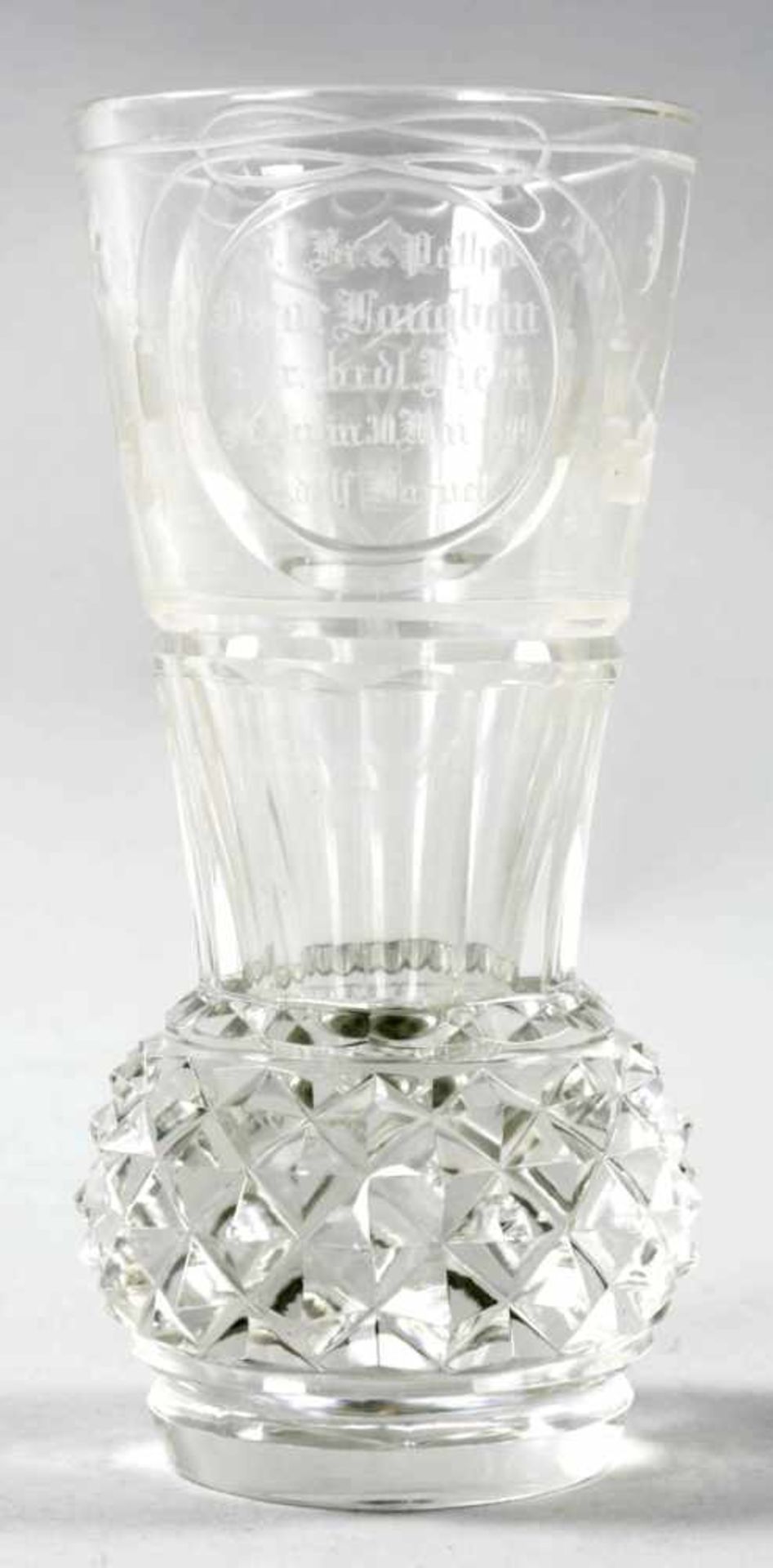 Freimaurer-GlasGlas, Berlin, 1899 Logenglas (Kanone) m. schwerem Kristallfuss m. Steinelschliff u.