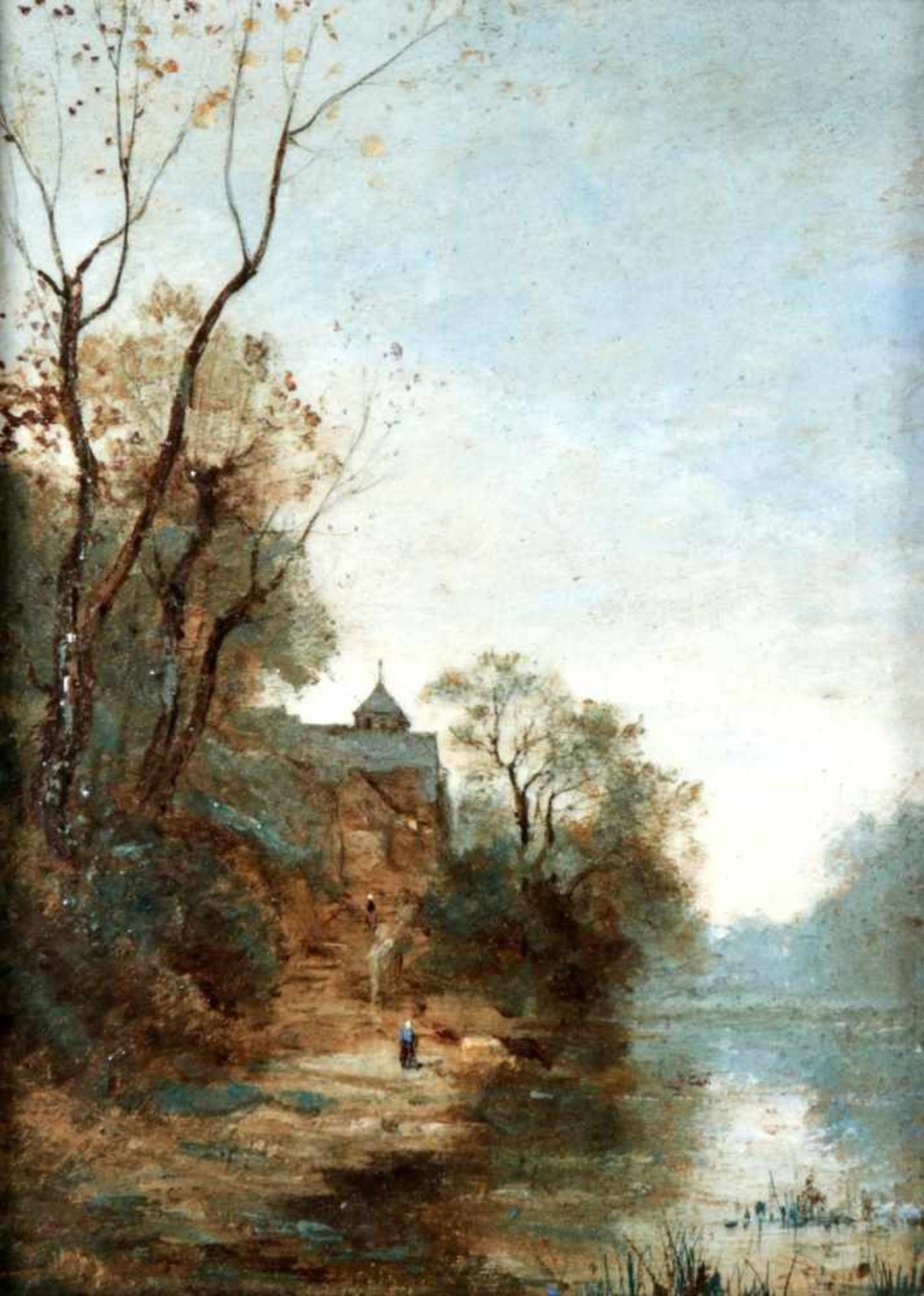 Paar Landschaftenum 1900/30 Stimmungsvolle Flusslandschaften in niederl. Manier.- Malerei auf