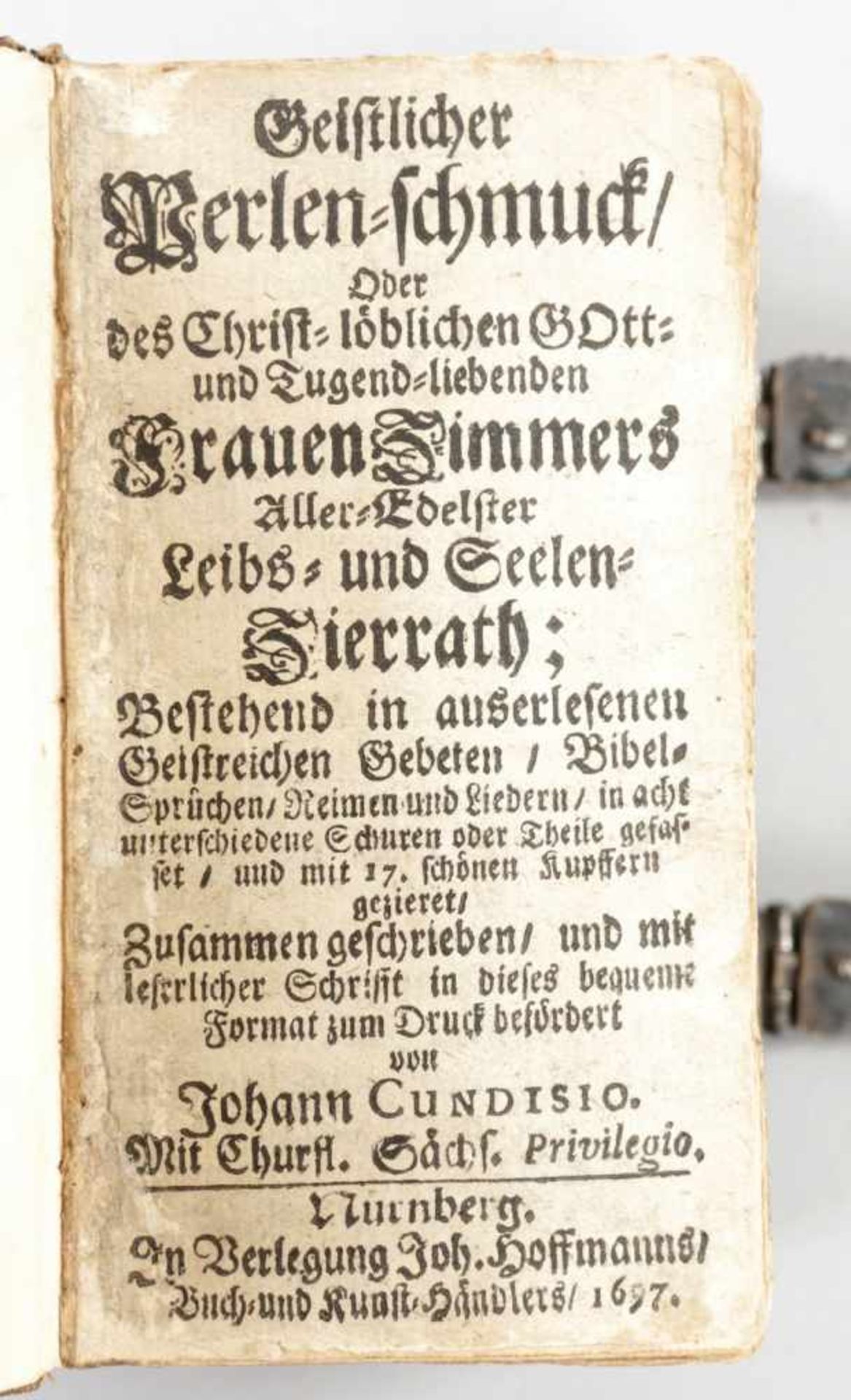 FrauenbuchSilberbrokat/Silber (Ulm), 17. Jh. Geistlicher Perlen-schmuck/ Oder: Des Christlöblichen - Bild 2 aus 2