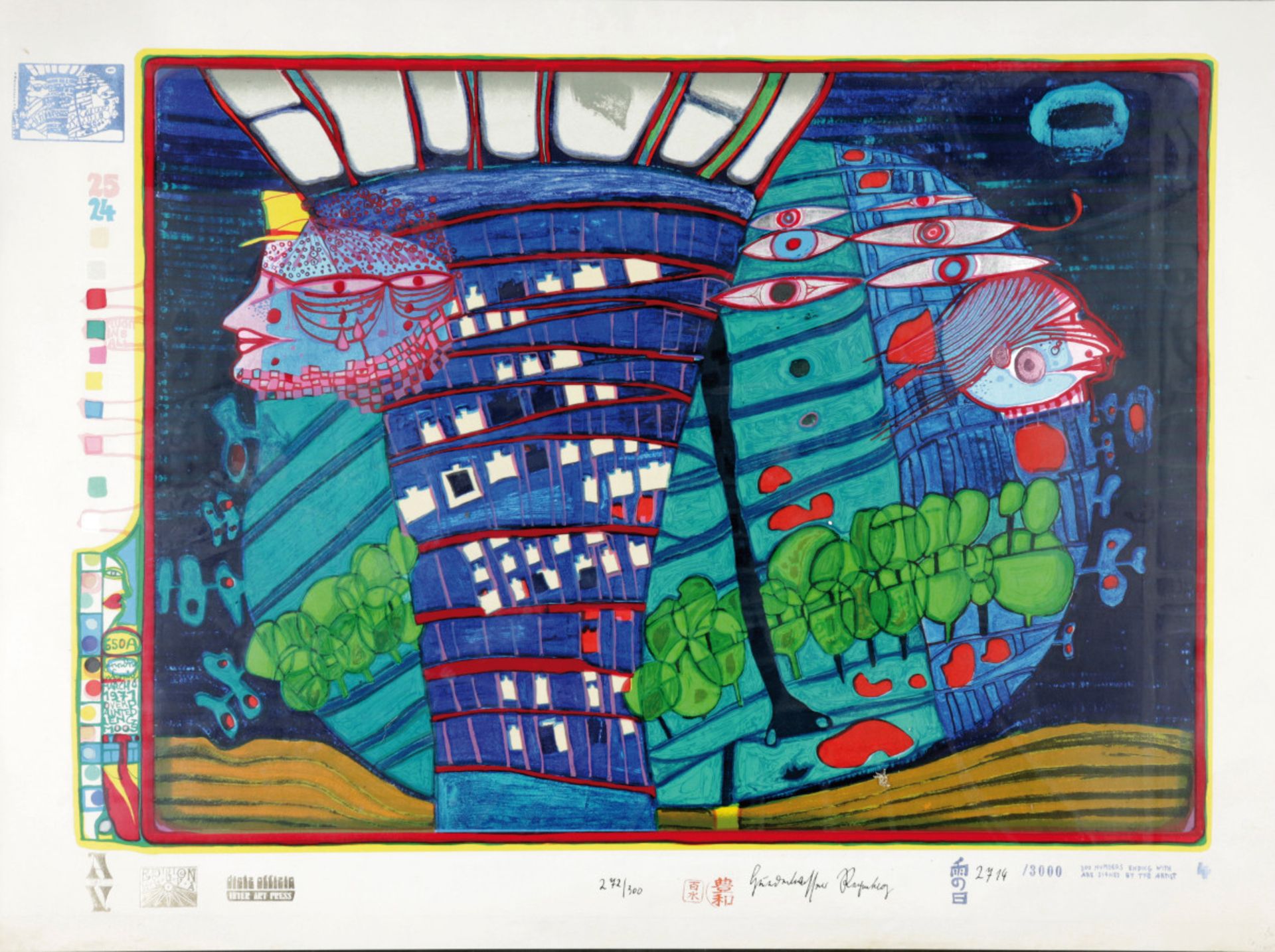 Hundertwasser, Friedensreich1928 Wien - 2000 a.d. Schiff "Queen Elizabeth II" vor Neuseeland